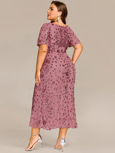 Color=Purple Orchid | Factory Design Strapless Fishtail High Stretch Round Neck Midi Evening Dresses-Purple Orchid 17