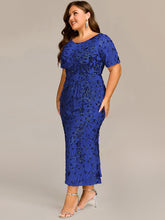 Load image into Gallery viewer, Color=Sapphire Blue | Bulk Order | Bodycon Fishtail Paillette Pleated Evening Gown-Sapphire Blue 19
