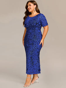 Color=Sapphire Blue | Bulk Order | Bodycon Fishtail Paillette Pleated Evening Gown-Sapphire Blue 19