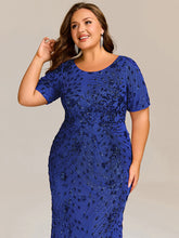 Load image into Gallery viewer, Color=Sapphire Blue | Bulk Order | Bodycon Fishtail Paillette Pleated Evening Gown-Sapphire Blue 20