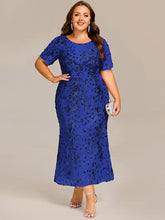 Load image into Gallery viewer, Color=Sapphire Blue | Bulk Order | Bodycon Fishtail Paillette Pleated Evening Gown-Sapphire Blue 16
