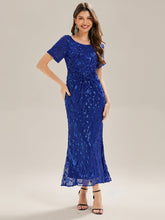 Load image into Gallery viewer, Color=Sapphire Blue | Bulk Order | Bodycon Fishtail Paillette Pleated Evening Gown-Sapphire Blue 10