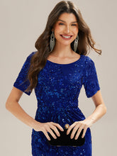 Load image into Gallery viewer, Color=Sapphire Blue | Bulk Order | Bodycon Fishtail Paillette Pleated Evening Gown-Sapphire Blue 8