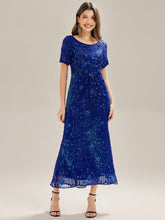 Load image into Gallery viewer, Color=Sapphire Blue | Bulk Order | Bodycon Fishtail Paillette Pleated Evening Gown-Sapphire Blue 6