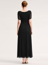 Load image into Gallery viewer, Color=Black | Wholesale Bulk order Split Evening Chiffon Dress with Bead or hot drill decoration-Black 2