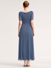 Load image into Gallery viewer, Color=Dusty Blue | Wholesale Bulk order Split Evening Chiffon Dress with Bead or hot drill decoration-Dusty Blue 7