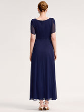 Load image into Gallery viewer, Color=Navy Blue | Wholesale Bulk order Split Evening Chiffon Dress with Bead or hot drill decoration-Navy Blue 12