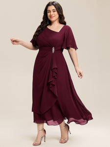 Color=Burgundy | Bulk Order Short Sleeve Ruffle Asymmetrical A-Line Midi Evening Dresses-Burgundy 9