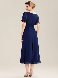 Color=Navy Blue | Bulk Order Short Sleeve Ruffle Asymmetrical A-Line Midi Evening Dresses-Navy Blue 22
