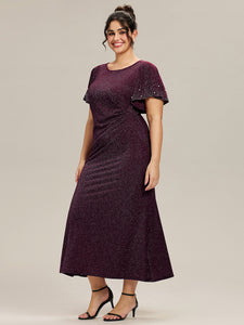 Color=Dark Purple | One Stop Shop Plus Size Short Sleeve Ruffle Beaded Fishtail Maxi Evening Dresses-Dark Purple 15
