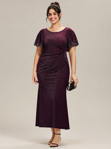 Color=Dark Purple | One Stop Shop Plus Size Short Sleeve Ruffle Beaded Fishtail Maxi Evening Dresses-Dark Purple 11