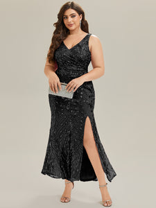 Color=Black | Wholesale Strapless Deep V-Neck Fishtail Maxi Dress with High Stretch Evening Dresses-Black 9