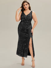 Load image into Gallery viewer, Color=Black | Wholesale Strapless Deep V-Neck Fishtail Maxi Dress with High Stretch Evening Dresses-Black 10