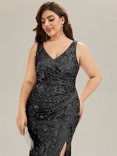 Load image into Gallery viewer, Color=Black | Wholesale Strapless Deep V-Neck Fishtail Maxi Dress with High Stretch Evening Dresses-Black 8