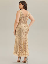 Load image into Gallery viewer, Color=Gold | Wholesale Strapless Deep V-Neck Fishtail Maxi Dress with High Stretch Evening Dresses-Gold 17