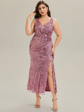 Load image into Gallery viewer, Color=Purple Orchid | Wholesale Strapless Deep V-Neck Fishtail Maxi Dress with High Stretch Evening Dresses-Purple Orchid 30