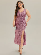 Load image into Gallery viewer, Color=Purple Orchid | Wholesale Strapless Deep V-Neck Fishtail Maxi Dress with High Stretch Evening Dresses-Purple Orchid 26