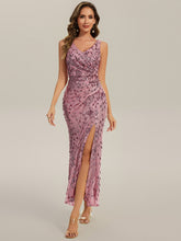 Load image into Gallery viewer, Color=Purple Orchid | Wholesale Strapless Deep V-Neck Fishtail Maxi Dress with High Stretch Evening Dresses-Purple Orchid 25