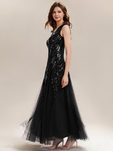 Load image into Gallery viewer, Color=Black | Wholesale Pricing Strapless V-Neck A-Line Floor Length Embroidered Evening Dresses-Black 4