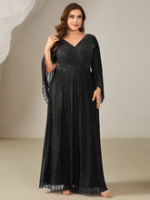Load image into Gallery viewer, Color=Black | B2B-Exclusive Long Sleeve Batwing Deep V-Neck A-Line Floor Length Evening Dresses-Black 20