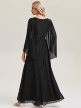 Load image into Gallery viewer, Color=Black | B2B-Exclusive Long Sleeve Batwing Deep V-Neck A-Line Floor Length Evening Dresses-Black 12