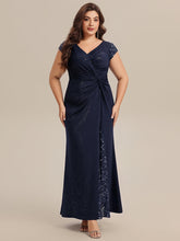 Load image into Gallery viewer, Color=Navy Blue | Fast Delivery Short Sleeve Deep V-Neck Sequin Bodycon Floor Length Evening Dresses-Navy Blue 20