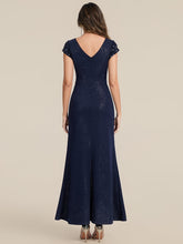 Load image into Gallery viewer, Color=Navy Blue | Fast Delivery Short Sleeve Deep V-Neck Sequin Bodycon Floor Length Evening Dresses-Navy Blue 12