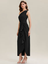 Load image into Gallery viewer, Color=Black | Industrial Use Strapless Asymmetrical High Stretch Bodycon Floor Length Evening Dresses-Black 4