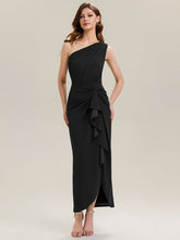 Load image into Gallery viewer, Color=Black | Industrial Use Strapless Asymmetrical High Stretch Bodycon Floor Length Evening Dresses-Black 5