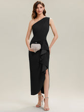 Load image into Gallery viewer, Color=Black | Industrial Use Strapless Asymmetrical High Stretch Bodycon Floor Length Evening Dresses-Black 1