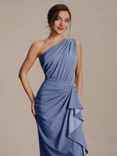 Load image into Gallery viewer, Color=Dusty Blue | Industrial Use Strapless Asymmetrical High Stretch Bodycon Floor Length Evening Dresses 5