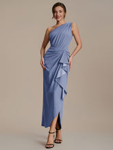 Load image into Gallery viewer, Color=Dusty Blue | Industrial Use Strapless Asymmetrical High Stretch Bodycon Floor Length Evening Dresses 1