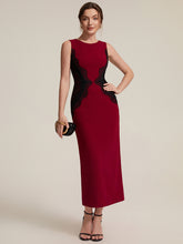 Load image into Gallery viewer, Color=Dark Red | Volume Discounts Strapless Round Neck Bodycon Maxi Dress with Eyelash Lace Trim Evening Dresses 11
