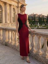 Load image into Gallery viewer, Color=Dark Red | Volume Discounts Strapless Round Neck Bodycon Maxi Dress with Eyelash Lace Trim Evening Dresses 8