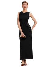 Load image into Gallery viewer, Color=Black | Volume Discounts Strapless Round Neck Bodycon Maxi Dress with Eyelash Lace Trim Evening Dresses 2