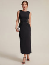 Load image into Gallery viewer, Color=Black | Volume Discounts Strapless Round Neck Bodycon Maxi Dress with Eyelash Lace Trim Evening Dresses 16