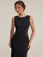 Load image into Gallery viewer, Color=Black | Volume Discounts Strapless Round Neck Bodycon Maxi Dress with Eyelash Lace Trim Evening Dresses 17