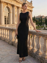 Load image into Gallery viewer, Color=Black | Volume Discounts Strapless Round Neck Bodycon Maxi Dress with Eyelash Lace Trim Evening Dresses 8