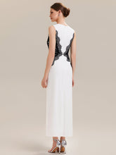 Load image into Gallery viewer, Color=Ivory-Black | Volume Discounts Strapless Round Neck Bodycon Maxi Dress with Eyelash Lace Trim Evening Dresses-Ivory-Black 2