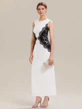 Load image into Gallery viewer, Color=Ivory-Black | Volume Discounts Strapless Round Neck Bodycon Maxi Dress with Eyelash Lace Trim Evening Dresses-Ivory-Black 5