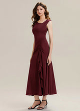 Load image into Gallery viewer, Color=Burgundy | One Stop Shop Sleeveless Asymmetrical Ruffled A-Line Maxi Evening Dresses-Burgundy 4