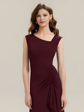 Load image into Gallery viewer, Color=Burgundy | One Stop Shop Sleeveless Asymmetrical Ruffled A-Line Maxi Evening Dresses-Burgundy 3