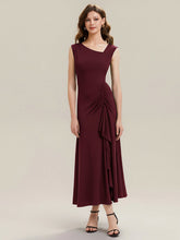Load image into Gallery viewer, Color=Burgundy | One Stop Shop Sleeveless Asymmetrical Ruffled A-Line Maxi Evening Dresses-Burgundy 1
