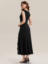 Load image into Gallery viewer, Color=Black | One Stop Shop Sleeveless Asymmetrical Ruffled A-Line Maxi Evening Dresses-Black 7