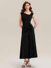 Load image into Gallery viewer, Color=Black | One Stop Shop Sleeveless Asymmetrical Ruffled A-Line Maxi Evening Dresses-Black 10