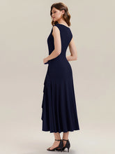 Load image into Gallery viewer, Color=Navy Blue | One Stop Shop Sleeveless Asymmetrical Ruffled A-Line Maxi Evening Dresses-Navy Blue 12