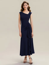 Load image into Gallery viewer, Color=Navy Blue | One Stop Shop Sleeveless Asymmetrical Ruffled A-Line Maxi Evening Dresses-Navy Blue 11