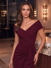 Load image into Gallery viewer, Burgundy | B2B-Exclusive Sleeveless V-Neck High Stretch Mermaid High-Low Evening Dresses-Burgundy