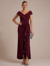 Load image into Gallery viewer, Burgundy | B2B-Exclusive Sleeveless V-Neck High Stretch Mermaid High-Low Evening Dresses-Burgundy