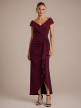 Load image into Gallery viewer, Burgundy | B2B-Exclusive Sleeveless V-Neck High Stretch Mermaid High-Low Evening Dresses-Burgundy